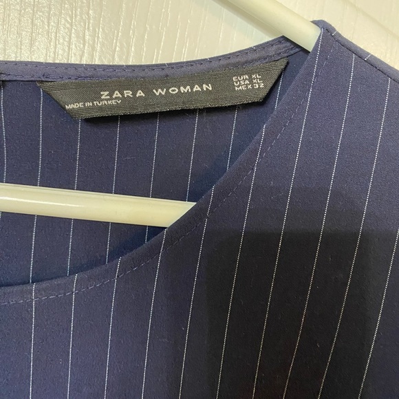 Zara pinstripe long sleeve runched top size XL - Picture 3 of 5